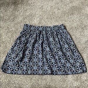 Loft Blue Patterned Linen Blend Skirt Size Small